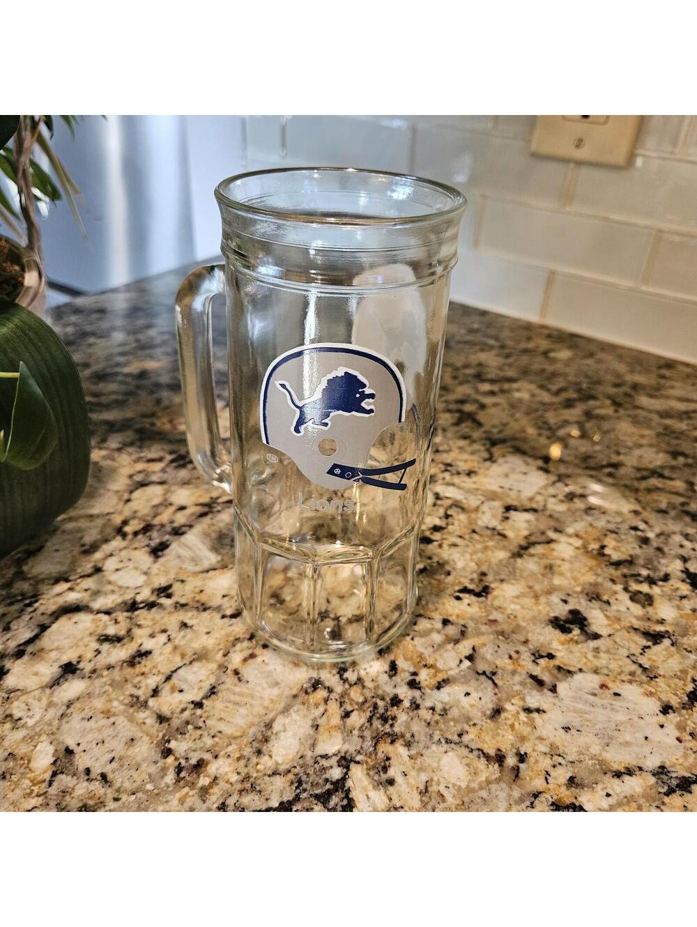 Vintage Detroit Lions NFL Football Beer Stein Glass Mug!
